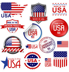 Made in the USA icons and labels vector image