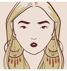 Beautiful woman with long hair hand drawn Beautiful woman with long hair hand drawn vector image