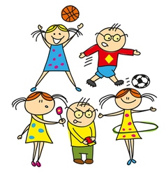 Boys and girls playing outdoors vector image