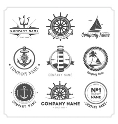 Set of vintage nautical labels icons and design vector image
