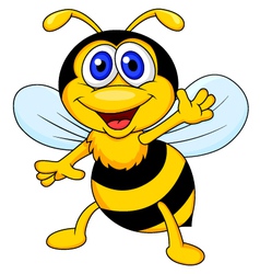 Cute bee cartoon waving vector image