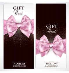 Gorgeous gift cards with pink bows and copy space vector image