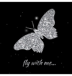 Silver butterfly Luxury vector image