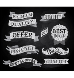 Set of retro ribbons and labels chalk vector image
