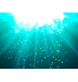 Deep water bubbles blue color illuminated by rays vector image