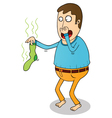 Holding smelly sock vector image
