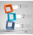 Three empty boxes with arrows 3D vector image
