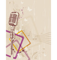 Retro music background with microphone and floral vector image