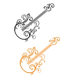 Guitar with floral elements vector image