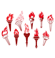 Flaming retro torches vector image