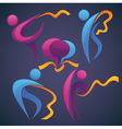 Active colorful people with ribbons in hands vector image