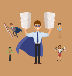 Superhero business man woman vector image
