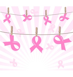 Pink ribbons on ropes vector image