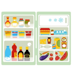 Open fridge with food vector image