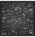 Back to school doodles in chalkboard background vector image