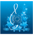 Music background with decorative treble clef vector image