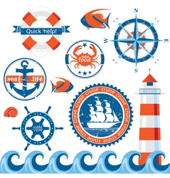 Stylized sea emblems vector image
