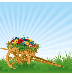 Vintage wooden cart detailed vector illustration vector image