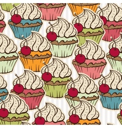 Vintage cupcakes pattern vector image