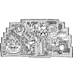 Black and white Maya style drawing vector image