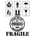 Safety fragile signs and stamp vector image