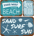 Old Rusty Beach Tin Signs Collection vector image