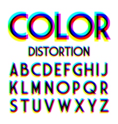Color distortion alphabet vector image