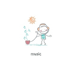 A man listens to music vector image