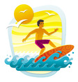 Surfing in tropical sea vector image