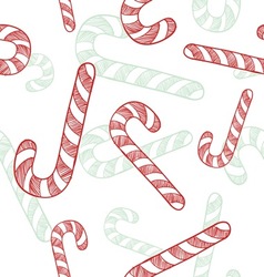 Doodle candy canes seamless pattern vector image