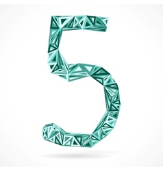 Geometric number five with triangles vector image