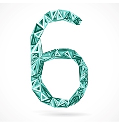 Geometric number six with triangles vector image