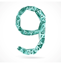 Geometric number nine with triangles vector image