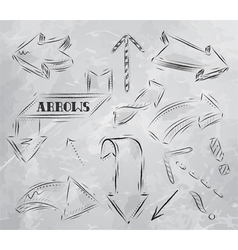 Arrow stylized drawing in charcoal on board vector image