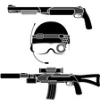 Combat helmet and weapons vector image