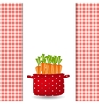 Red pot with carrots Organic diet healthy food vector image