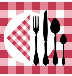 Menu design with cutlery silhouettes vector image