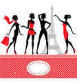 Set of silhouettes of fashionable girls vector image