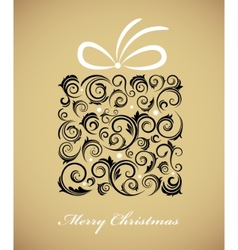 Vintage christmas gift box with retro ornaments vector image
