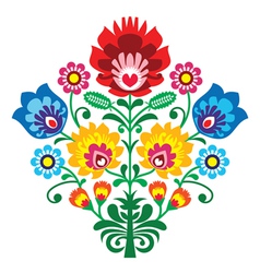 Folk embroidery with flowers - traditional polish vector image
