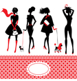 Set of silhouettes of fashionable girls on a white vector image