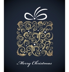 Vintage christmas gift box with retro ornaments vector image