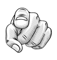 Retro line drawing of a pointing finger vector image