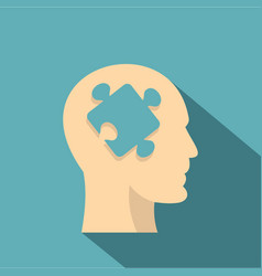 Head silhouette with jigsaw puzzle icon flat style Head silhouette with jigsaw puzzle icon flat style vector image