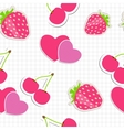 Seamless pattern with heart cherry strawberry vector image