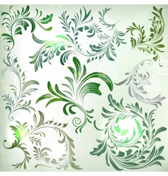 Set of vintage colorful floral branches vector image