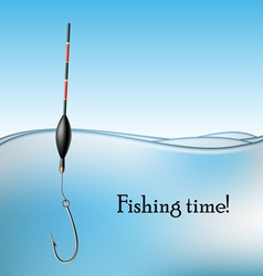 Fishing float and hook in water vector image