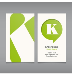 Business card template letter K vector image