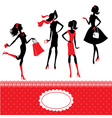Set of silhouettes of fashionable girls on a white vector image