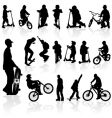 Silhouettes children and man vector image